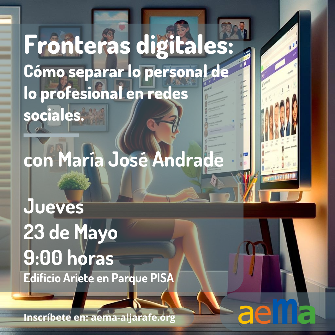 Cartel de Fronteras digitales Cómo separar lo personal de lo profesional en redes sociales.